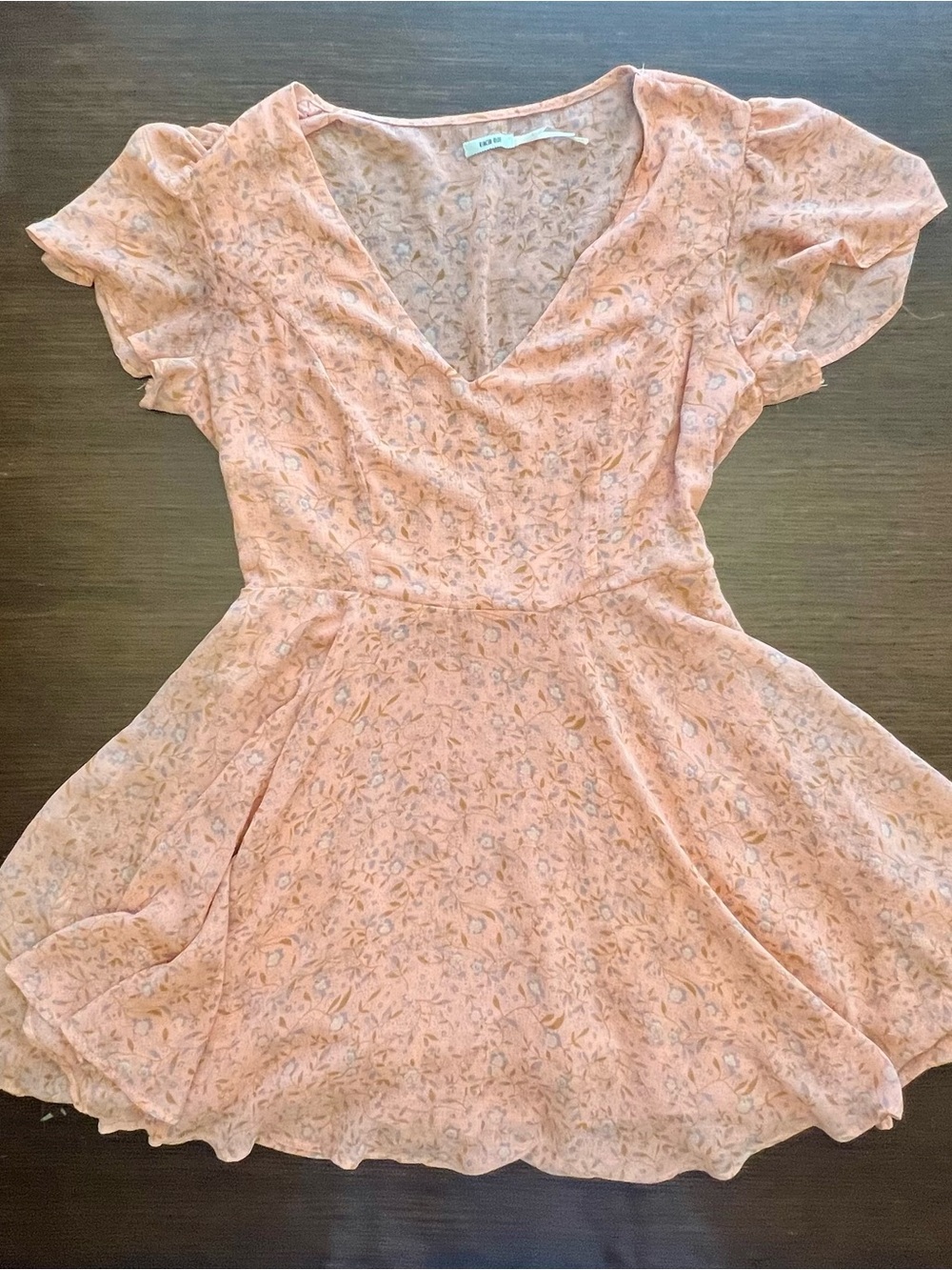 Urban Outfitters Whimsical Flutter Sleeve Flowy Floral Mini Dress Pink
